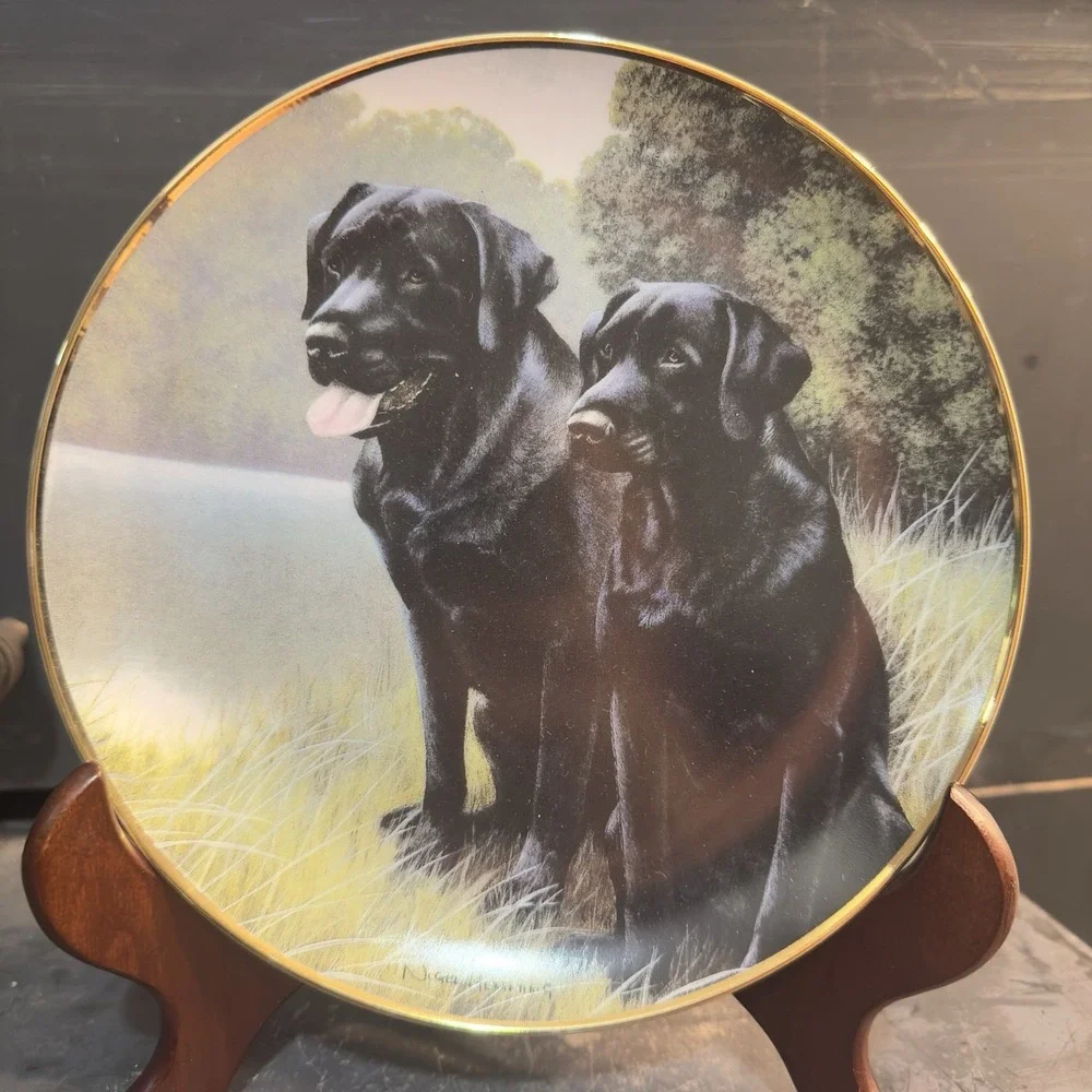 Franklin Mint Heirloom plate, Sporting Companions by Nigel Hemming Black Lab Dog